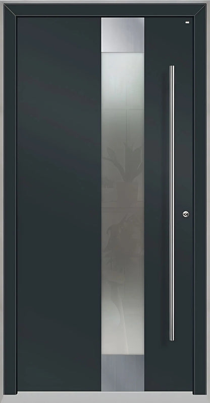 Holz Alu Haustür mit Lichtausschnitt in Anthrazitgrau als Dreh Rechts