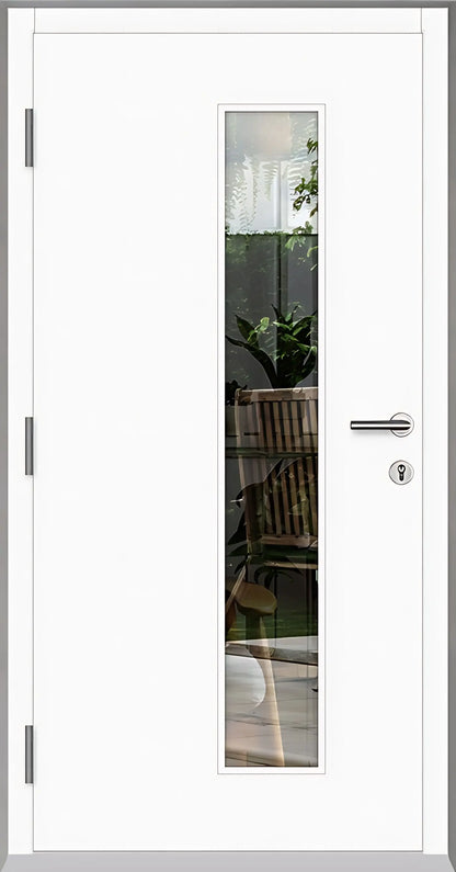 Holz Alu Haustür Innenansicht in Weiß Modell mit Lichtausschnitt HA3