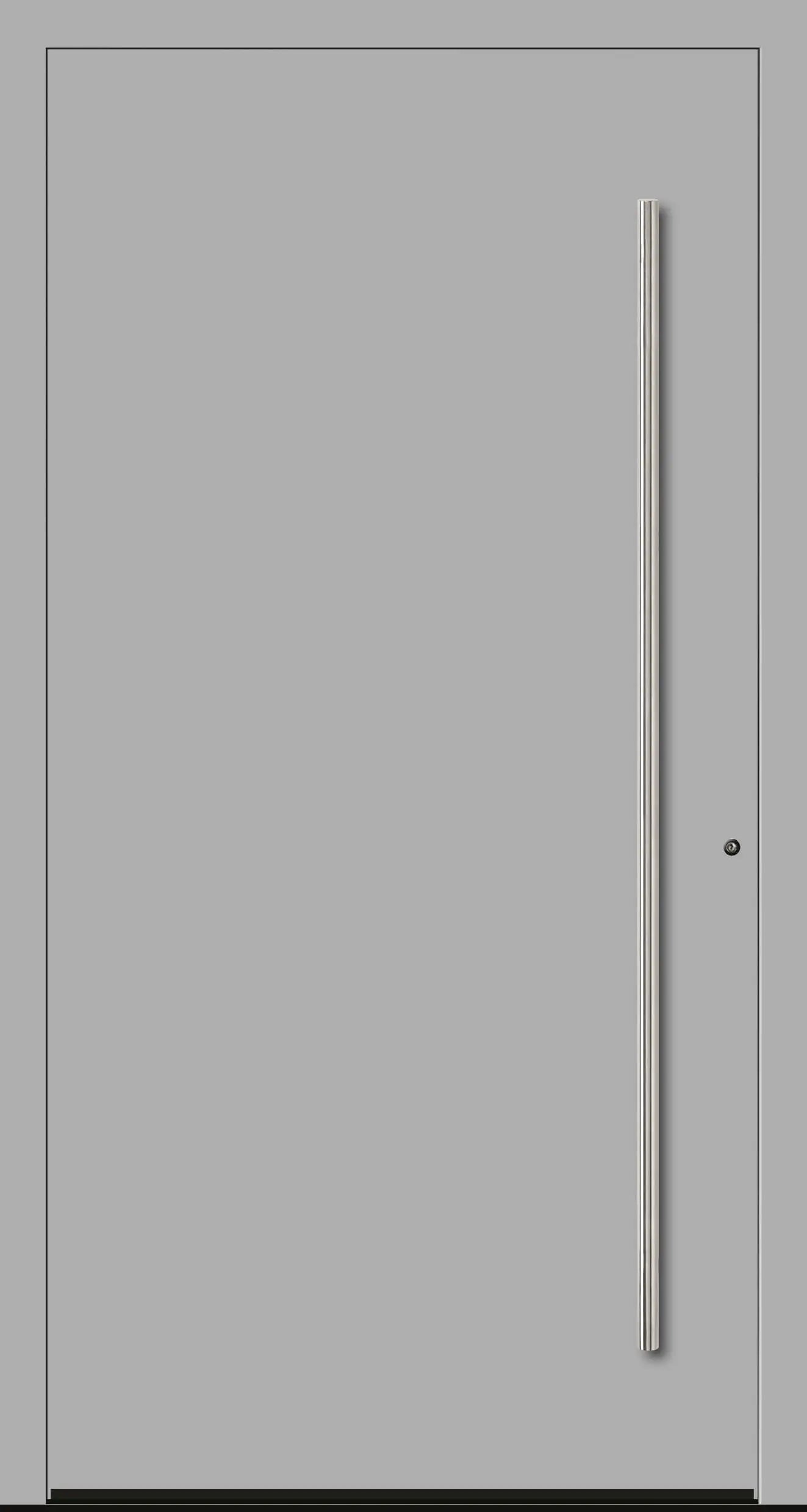 Aluminium Haustür in 9006 mit RC2 Sicherheit DIN Rechts