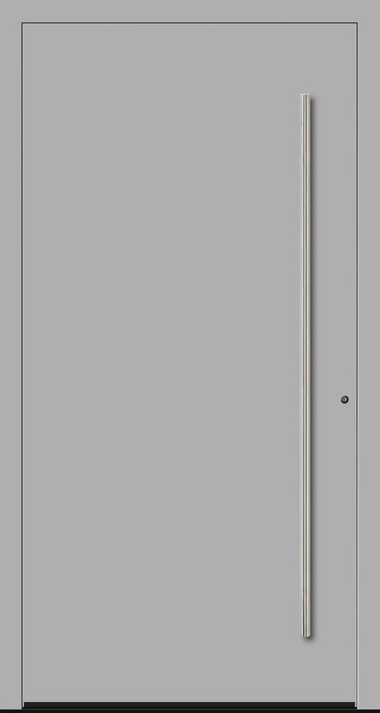 Aluminium Haustür in 9006 mit RC2 Sicherheit DIN Rechts