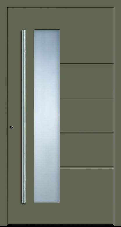 Haustüre aus Aluminium innen weiß und außen Olivgrau Modell A10 Dreh Links