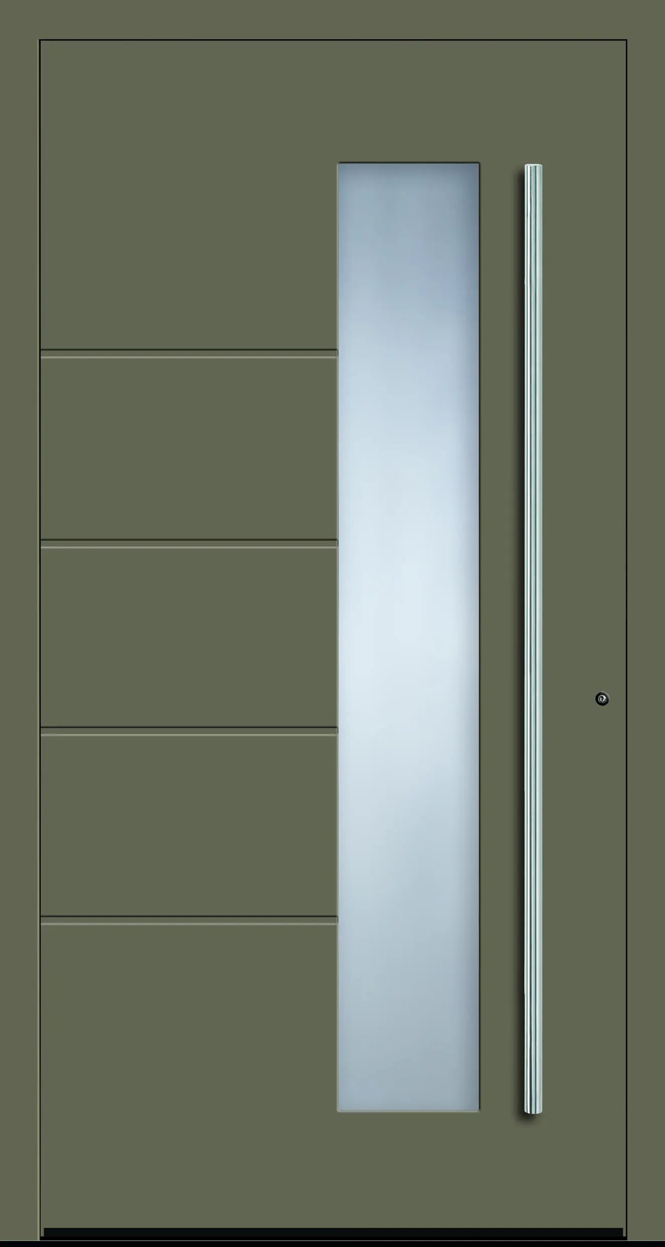 Haustüre aus Aluminium innen weiß und außen Olivgrau Modell A10 Dreh Rechts