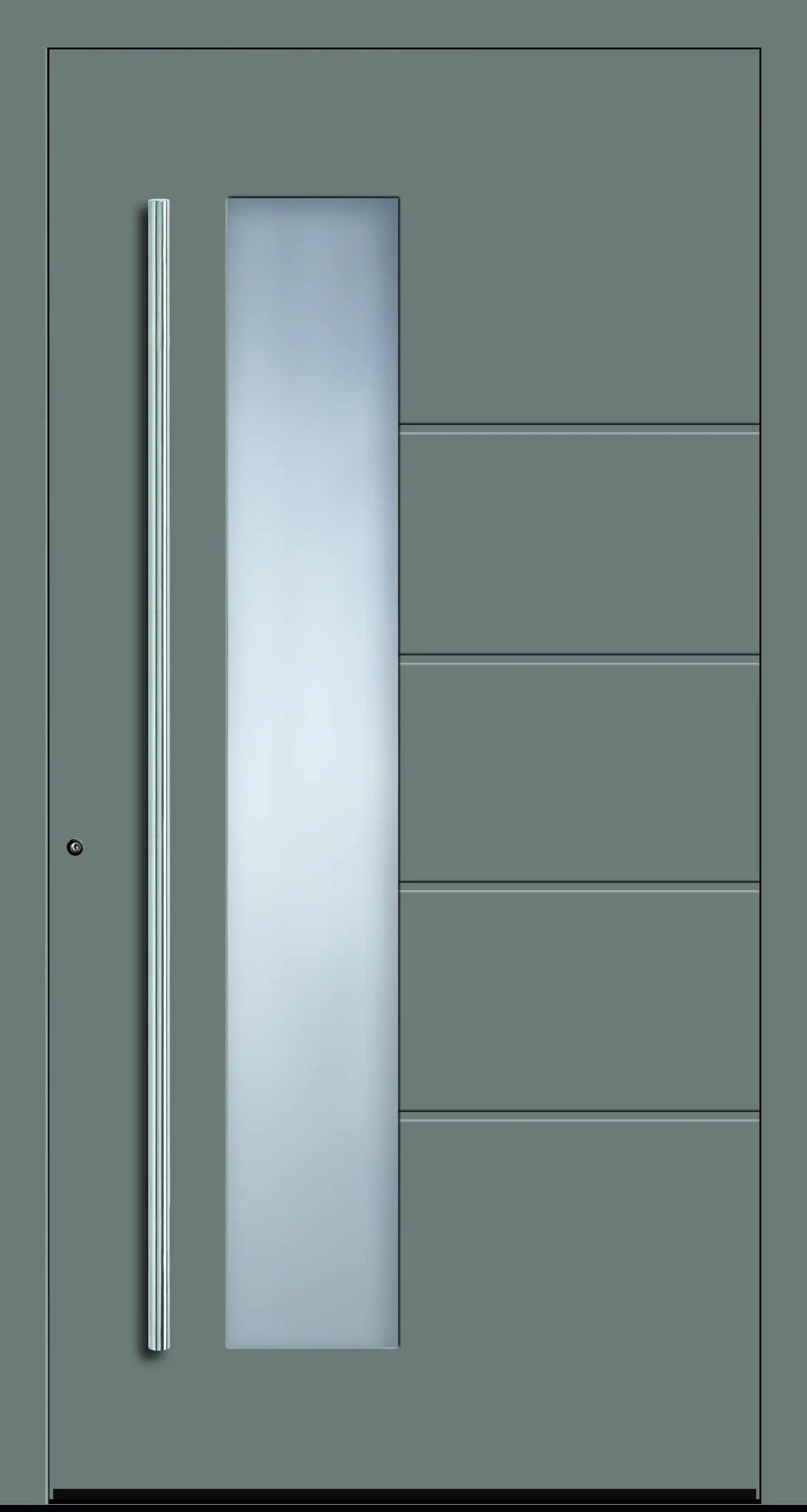 Haustüre aus Aluminium innen weiß und außen staubgrau Modell A10 Dreh Links