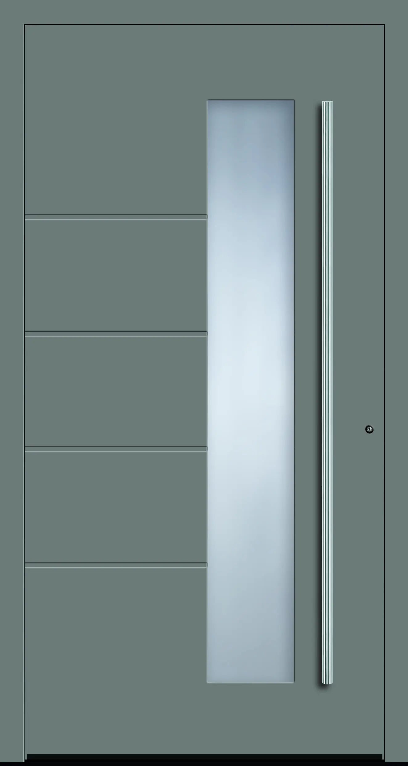 Haustüre aus Aluminium innen weiß und außen staubgrau Modell A10 Dreh Rechts