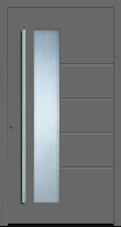 Haustüre aus Aluminium innen weiß und außen graualuminium Modell A10 Dreh Links
