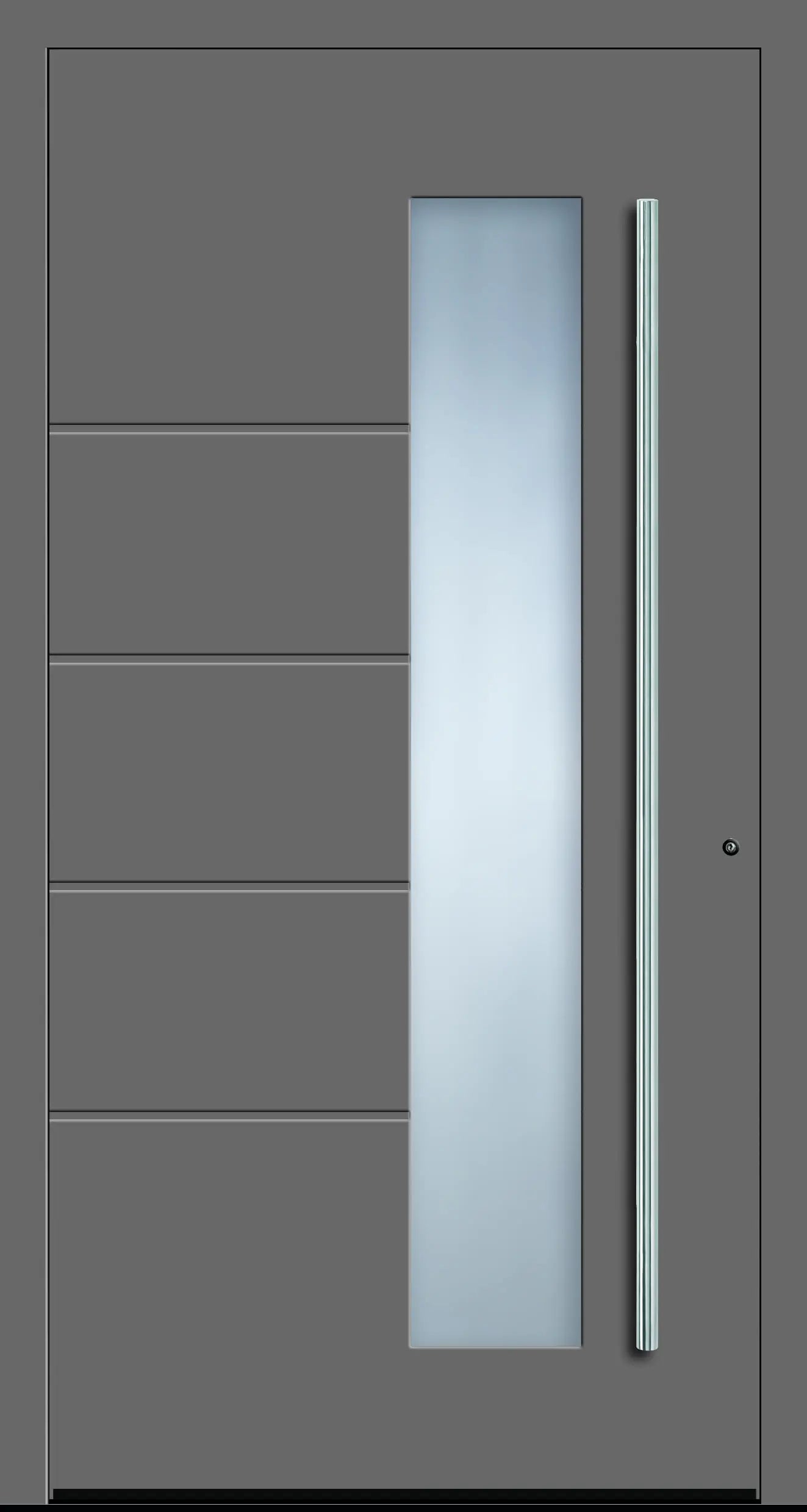 Haustüre aus Aluminium innen weiß und außen graualuminium Modell A10 Dreh Rechts