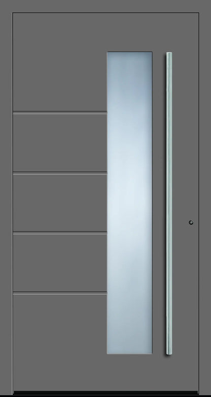 Haustüre aus Aluminium innen weiß und außen graualuminium Modell A10 Dreh Rechts