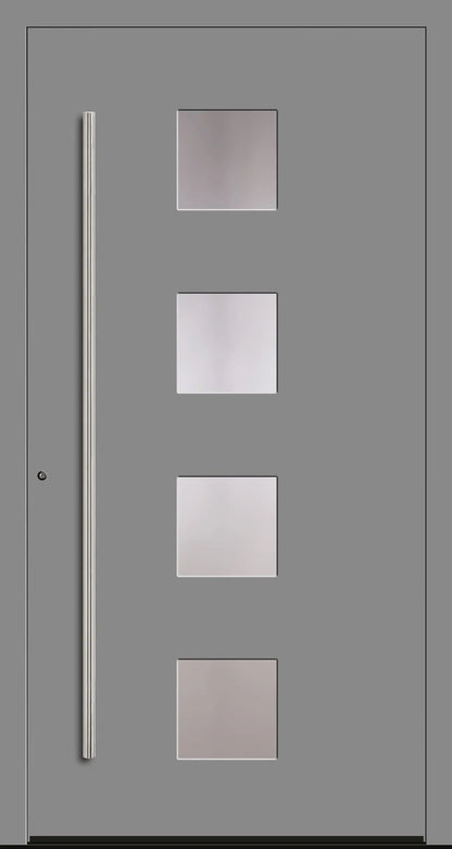 Schüco Haustür Aluminium Modell A3 in graualuminium mit vier Lichtausschnitten Dreh Links