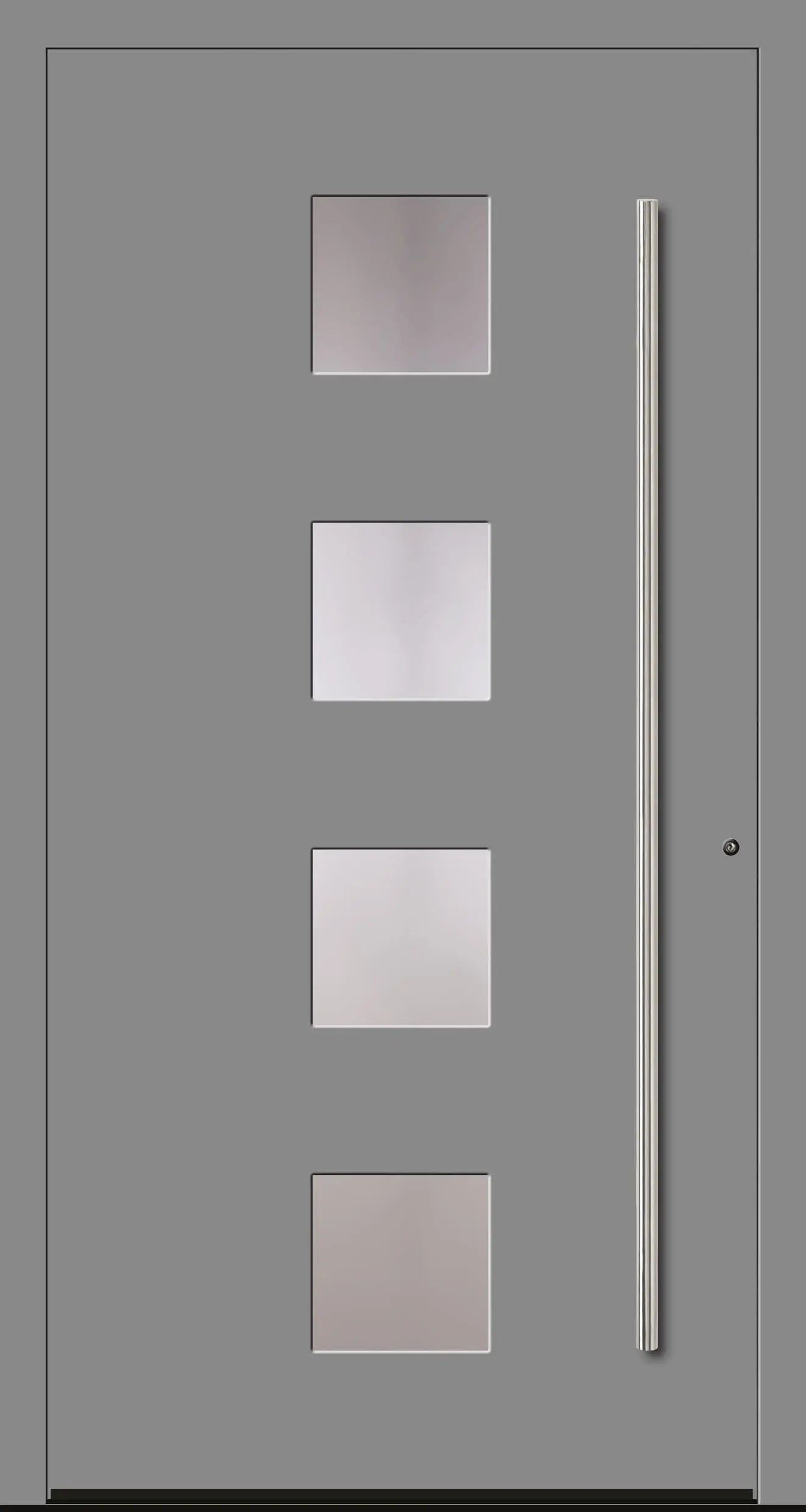 Schüco Haustür Aluminium Modell A3 in graualuminium mit vier Lichtausschnitten Dreh Rechts