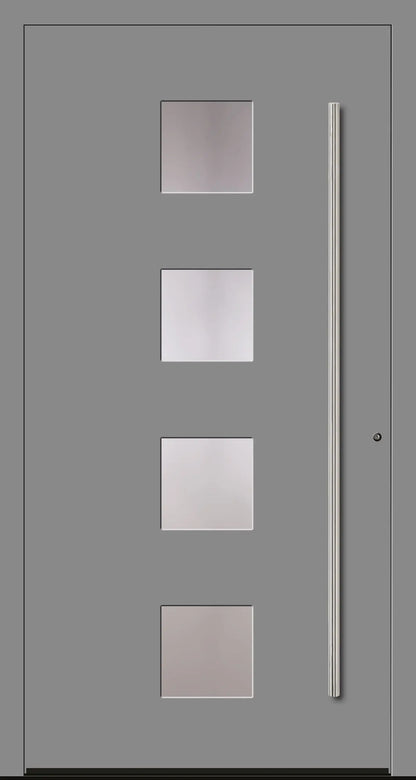 Schüco Haustür Aluminium Modell A3 in graualuminium mit vier Lichtausschnitten Dreh Rechts