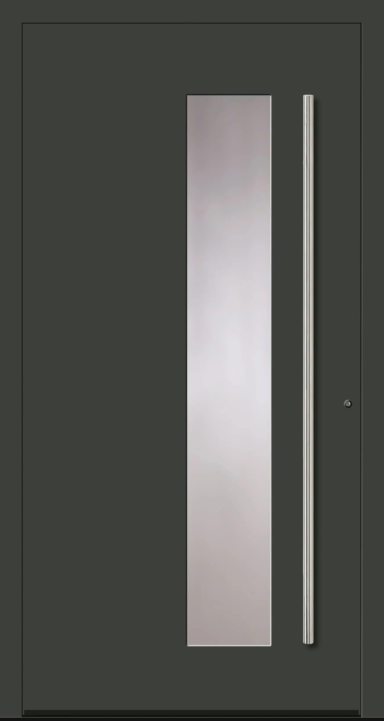 Aluminiumhaustür Schüco mit zum Griff versetzten Lichtausschnitt in Anthrazitgrau Dreh Rechts