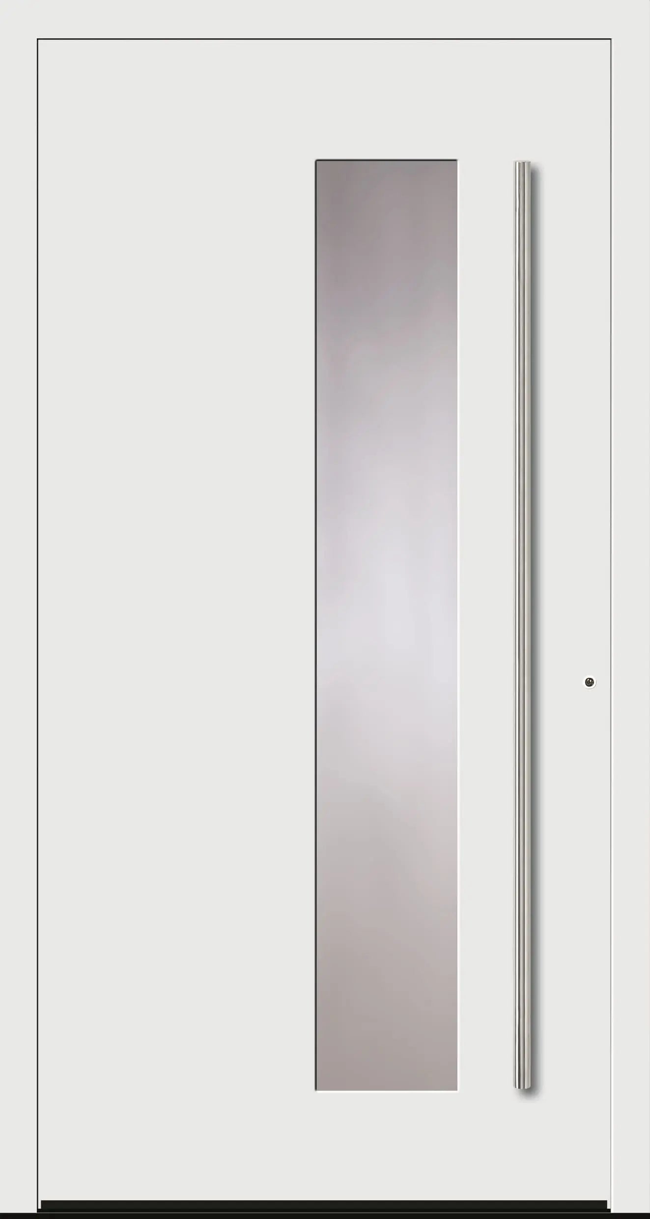 Aluminiumhaustür Schüco mit zum Griff versetzten Lichtausschnitt in Verkehrsweiß Dreh Rechts