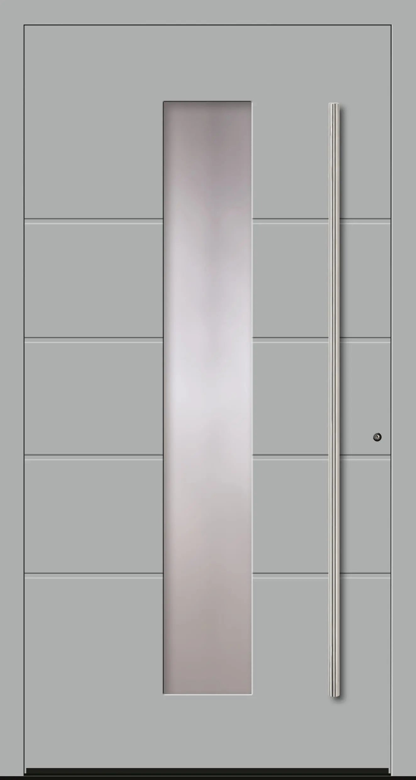 Schüco Haustür online kaufen Modell A9 mit mittigem Lichtausschnitt in Weißaluminium Dreh Rechts