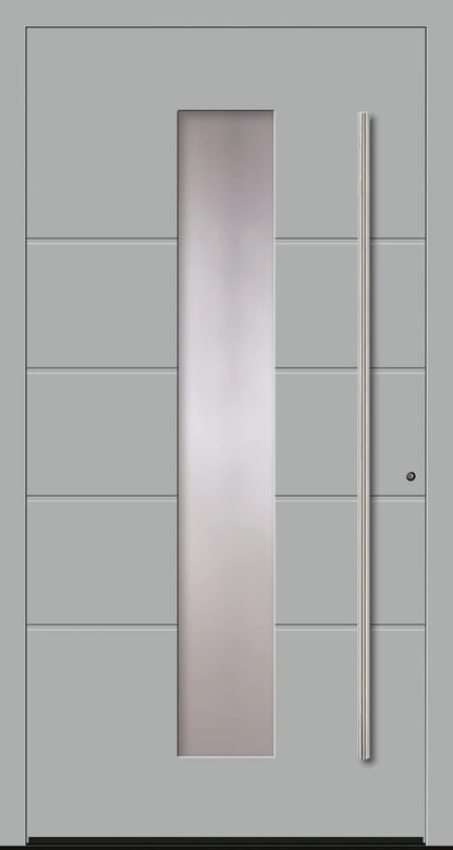Schüco Haustür online kaufen Modell A9 mit mittigem Lichtausschnitt in Weißaluminium Dreh Rechts