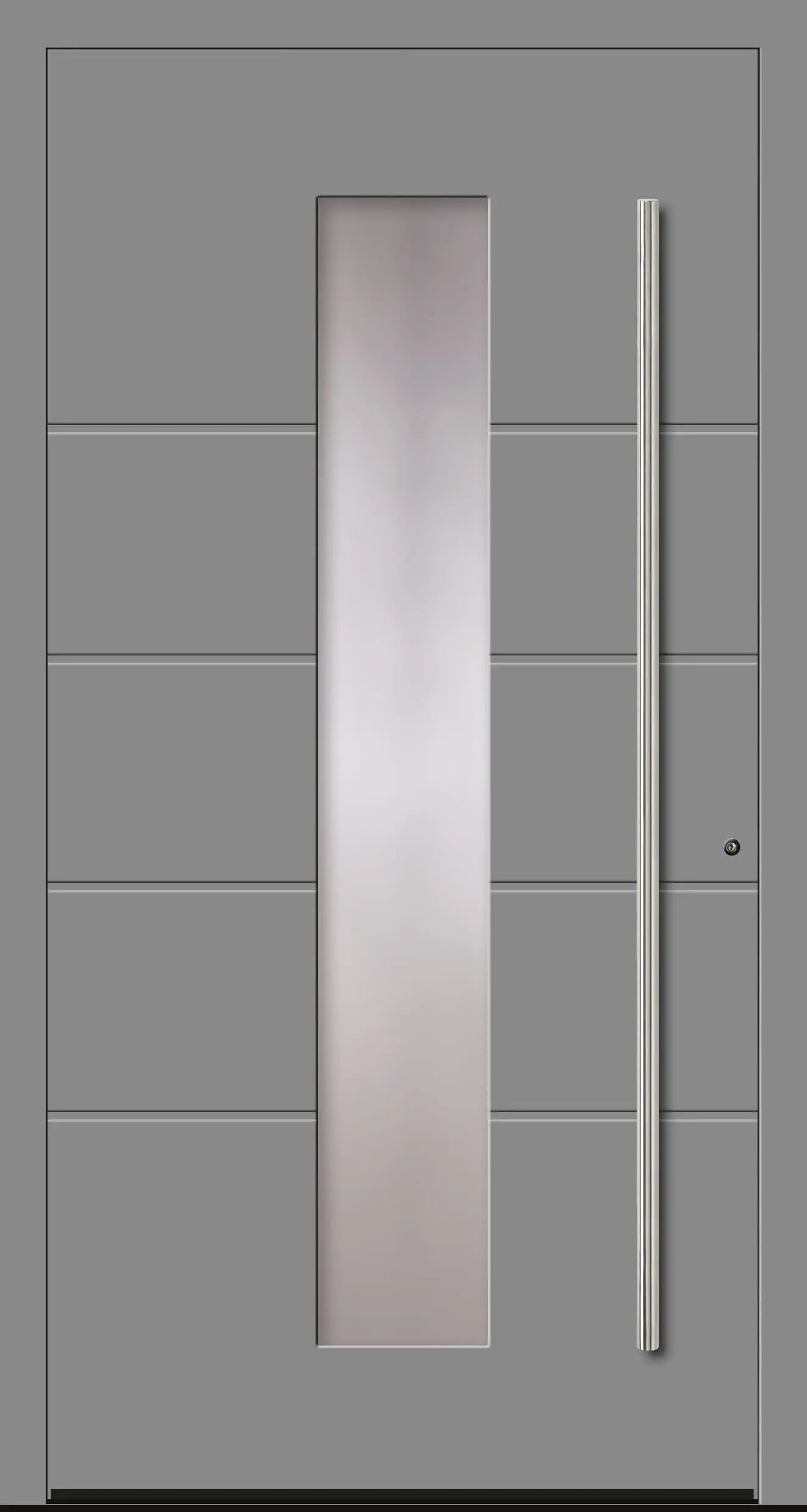 Schüco Haustür online kaufen Modell A9 mit mittigem Lichtausschnitt in Graualuminium Dreh Rechts