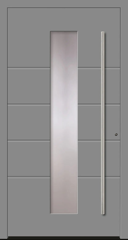 Schüco Haustür online kaufen Modell A9 mit mittigem Lichtausschnitt in Graualuminium Dreh Rechts
